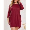 Robe Bouffante Haute-Basse avec Poches Grande Taille - Rouge foncé 5XL