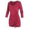 T-shirt Teinté de Grande Taille à Cordon - Rouge Vineux 2X