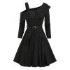 Robe Ceinturée avec Œillet Détaillée à Lacets - Noir 2XL