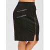 Jupe Longueur à Genou Zippée de Grande Taille - Noir 5X