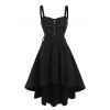 Robe Haute Basse Zip Détaillé sans Manches à Lacets - Noir M