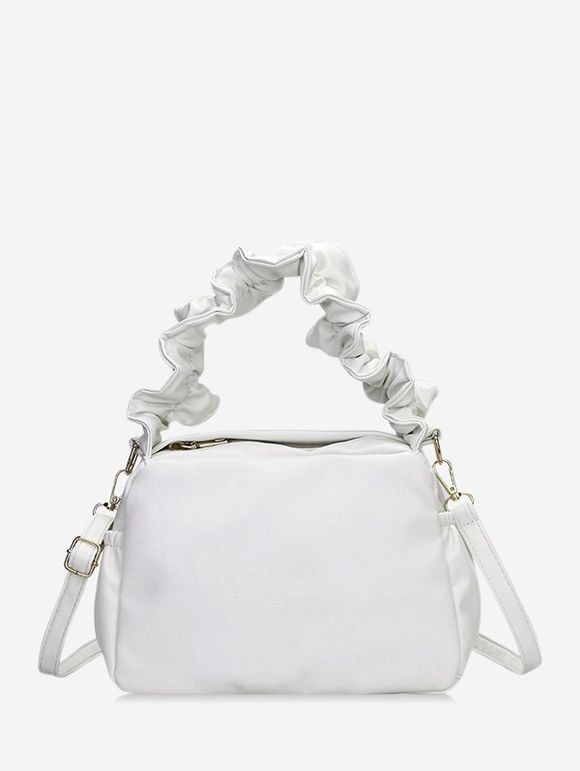 Sac à Main à Bandoulière en Couleur Unie à Volants - Blanc Lait 