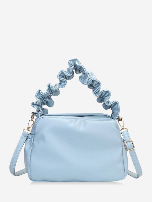 Sac à Main à Bandoulière en Couleur Unie à Volants - Bleu gris 