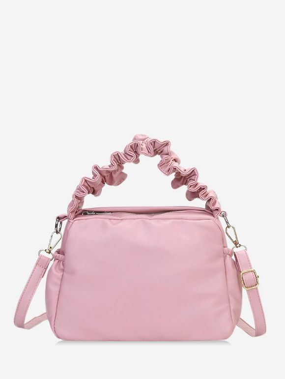 Sac à Main à Bandoulière en Couleur Unie à Volants - Rose Cochon 
