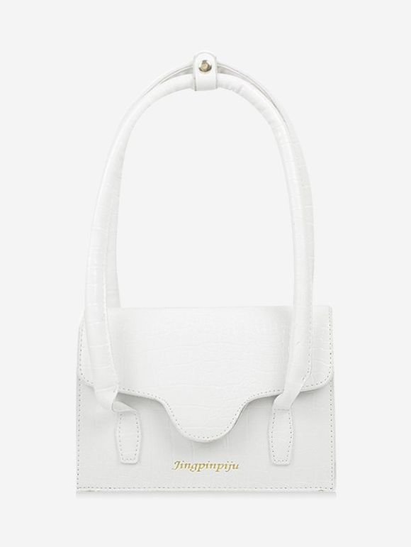 Sac à Bandoulière Rectangle Lettre Imprimée à Rabat - Blanc Lait 