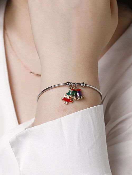 Bracelet avec Pendentif Arbre et Cloches de Noël - Argent 