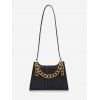 Sac à Bandoulière Rétro Texturé avec Chaîne - Noir 