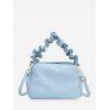 Sac à Main à Bandoulière en Couleur Unie à Volants - Bleu gris 