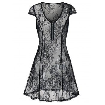 Lingerie Sheer Lace Dress dresslily imagine noua 2022