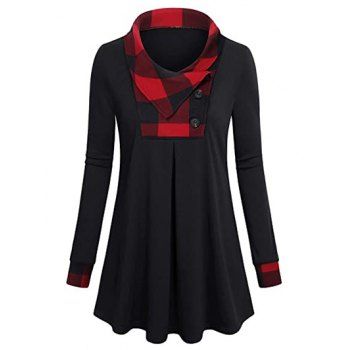 

Plus Size Plaid Insert T Shirt, Black