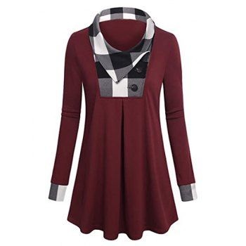 

Plus Size Plaid Insert T Shirt, Deep red