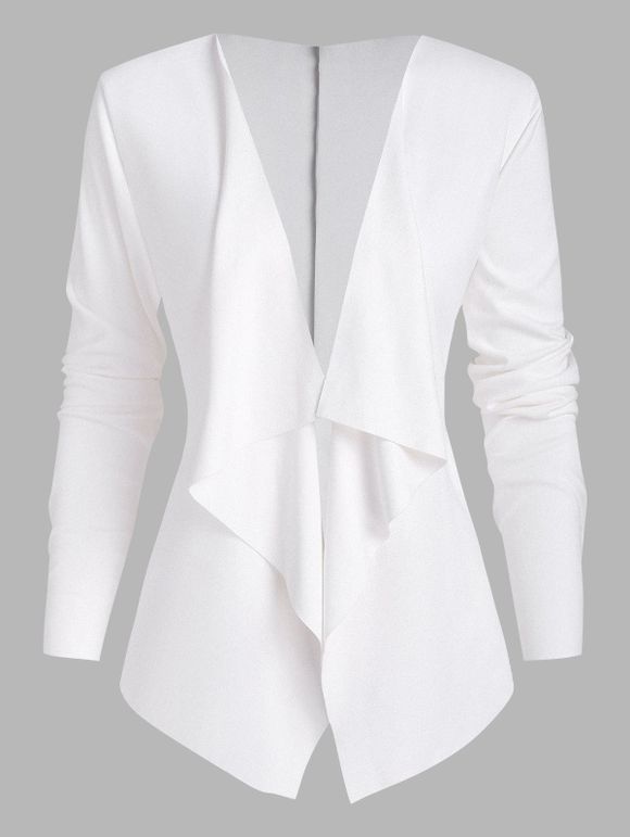 Veste Cascade Ouverte en Avant en Faux Daim - Blanc XL