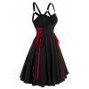 Robe Evasée à Lacets à Côté sans Manches - Noir M