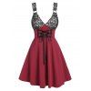Robe Gothique Bicolore Motif de Crâne avec Lacets - Rouge Vineux M