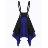 Jupe à Bretelle Asymétrique Superposée Contrastée à Taille Haute - Bleu 2XL