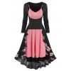 Ensemble de Robe Mi-Longue à Imprimé Fleurie à Volants et de Robe à Bretelle à Taille Haute - multicolor A XL