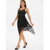 Rivets Lace Overlay Asymmetrical Dress - BLACK M