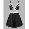 Body Sexy à Bretelle en Dentelle Insérée de Grande Taille avec Nœud Papillon - Noir 2X
