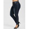 Jean Moulant Boutonné à Taille Haute de Grande Taille - Bleu profond 4XL