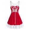 Robe de Noël Contrastée sans Manches à Lacets - Rouge 2XL