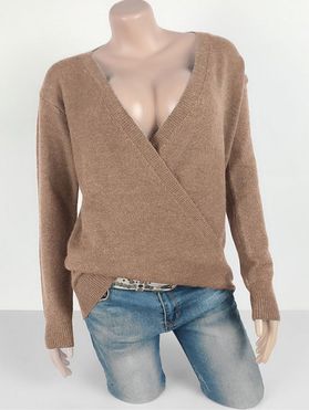 Plus Size Plunging Neckline Surplice Sweater