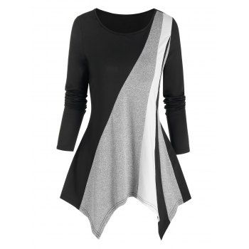 Image of Asymmetric Colorblock T Shirt