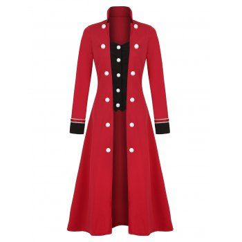 

Plus Size Double Breasted Long Coat, Red