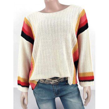 

Plus Size Kimono Sleeve Colorblock Sweater, Light yellow