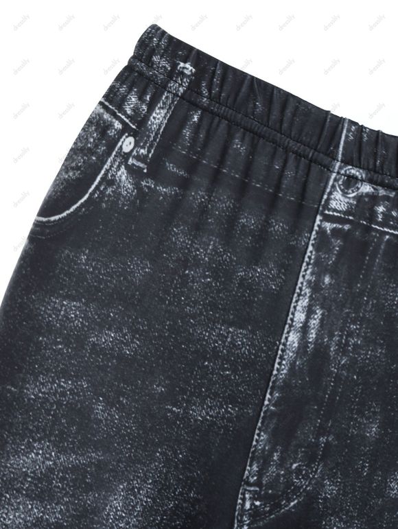 Legging de Noël Père Noël Imprimé - Gris Foncé L