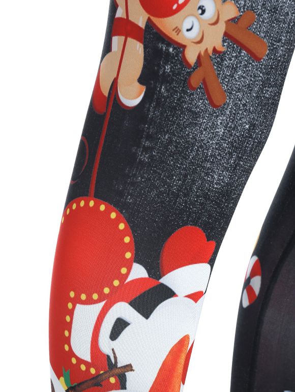 Legging de Noël Père Noël Imprimé - Gris Foncé L
