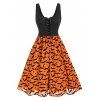 Robe d'Halloween Superposée en Maille Chauve-souris à Œillets - Orange XXL