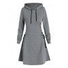 Mini Robe à Capuche à Lacets et Cordon de Serrage - Gris Foncé 2XL