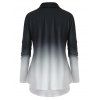 Plus Size Ombre Cowl Neck Double Layered Long Sleeve Top - BLACK 4X