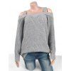 Plus Size Cold Shoulder Chunky Sweater - LIGHT GRAY L