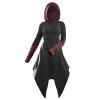 Robe à Capuche Asymétrique Contrastée à Lacets - Gris Ardoise Foncé XL