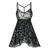 Body d'Halloween Motif de Chauve-souris Fendue en Avant en Maille - Noir L