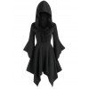 Robe à Capuche Mouchoir à Manches Evasées à Lacets - Noir 3XL