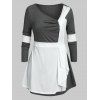 T-shirt Bicolore de Grande Taille à Col Oblique - Gris Carbone 4X