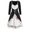 Ensemble de Cardigan Fleuri Bouclé à Volants et de Robe - multicolor A L