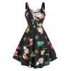 Robe de Noël Imprimée à Lacets - Noir XL