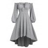 Robe Haute-Basse à Épaule Dénudée avec Nœud Papillon - Gris L