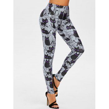 

Halloween Cat Print High Waisted Leggings, Purple