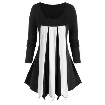 

Plus Size Asymmetric Two Tone T Shirt, Black