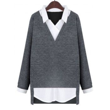 

Plus Size 2 in 1 Top, Gray