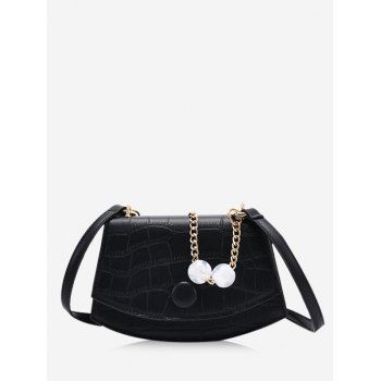 

Retro Cover Chain Beads Crossbody Bag, Black