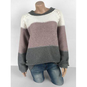 

Plus Size Raglan Sleeve Colorblock Sweater, Dark gray