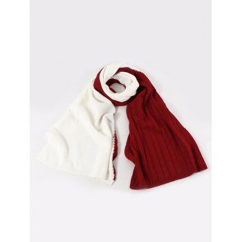 

Contrast Knitted Long Scarf, Lava red