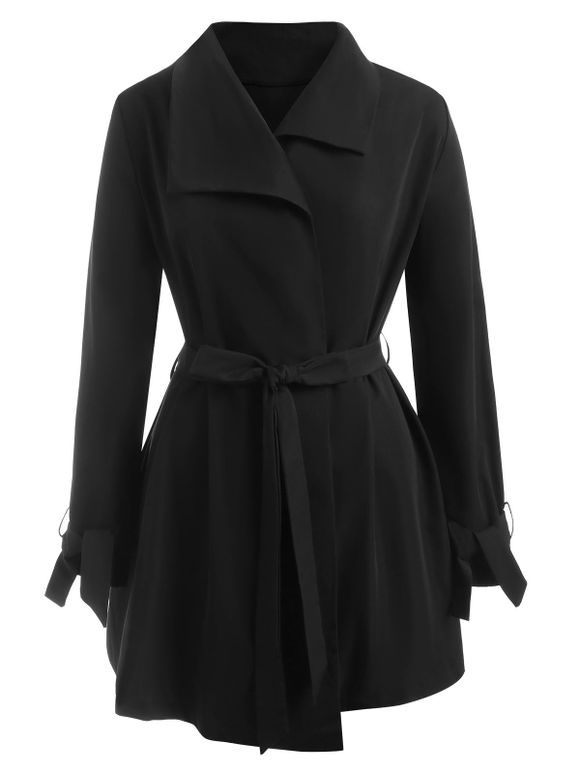 Manteau Enveloppé de Grande Taille - Noir 3XL