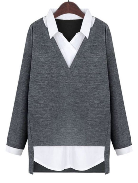 Haut 2 en 1 Grande-Taille - Gris 2XL