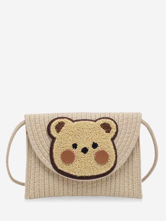 Sac à Bandoulière Motif d'Ours Tressé - Kaki 